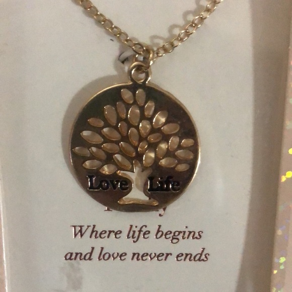 Love life gold tone tree necklace.​ - Picture 2 of 4